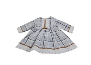 Ouvrir l&#39;image dans le diaporama, Stylish Cozy Light Gray plaid Long Sleeve Dress &amp; Bloomers Set Dress &amp; Bloomers Set Alfa Baby Boutique 0-3 Gray Female
