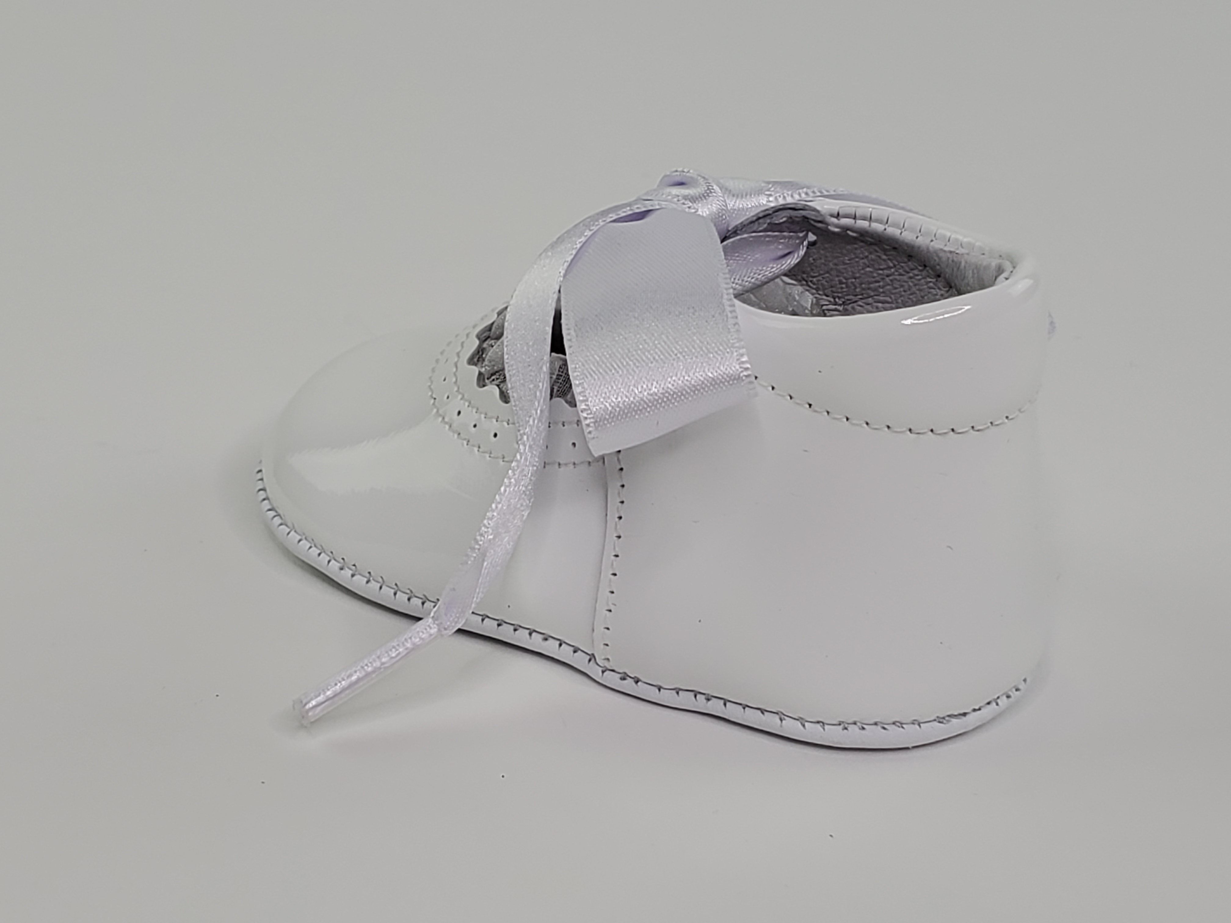 White Patent Pre-Walkers Shoes-Girls Shoes- Infant Shoes- Alfa Baby Boutique- Back Side View Single