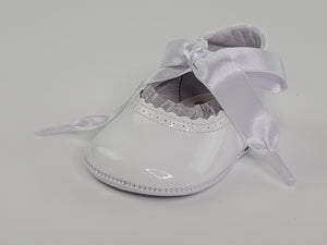 White Patent Pre-Walkers Shoes-Girls Shoes- Infant Shoes- Alfa Baby Boutique- Right Side View