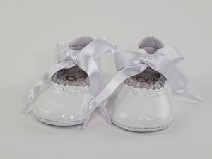 White Patent Pre-Walkers Shoes-Toddler Girl Shoes Girls Shoes Alfa Baby Boutique -Front  Side View